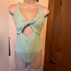 Anthropologie Beach Riot cutout one piece swimsuit. Sea foam green. Size L